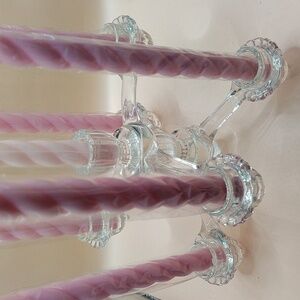 Vintage Cambridge Arm Stackable Glass Candelabra Candlestick Holders. Set Of 2
